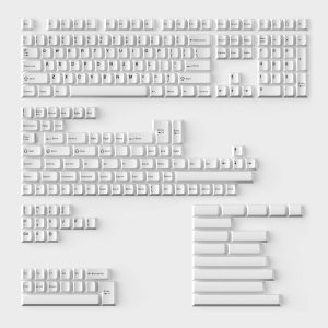 Cherry Profile Double - Shot PBT Full Set Keycaps - Black on White - Bow