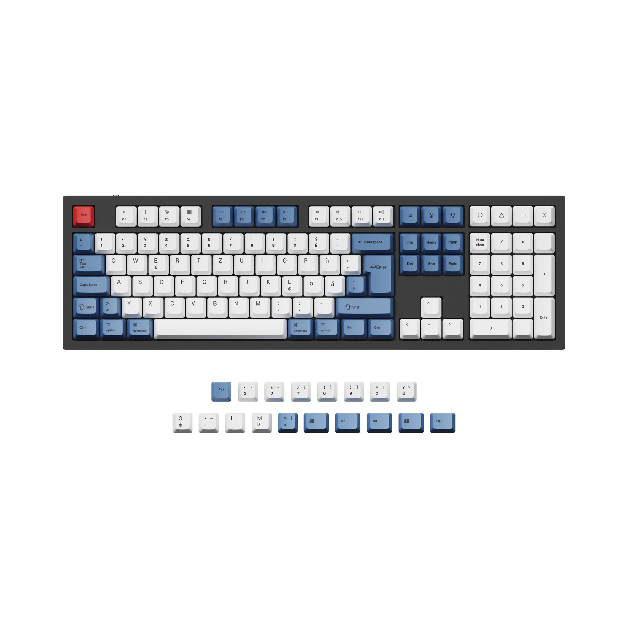 ISO & ANSI Q3 & Q4 & Q4 Pro & Q6 & Q6 Pro & V3 & V4 & V6 & K8 & K8 Pro OEM Dye-Sub PBT Keycap Set - Blue - Image 2