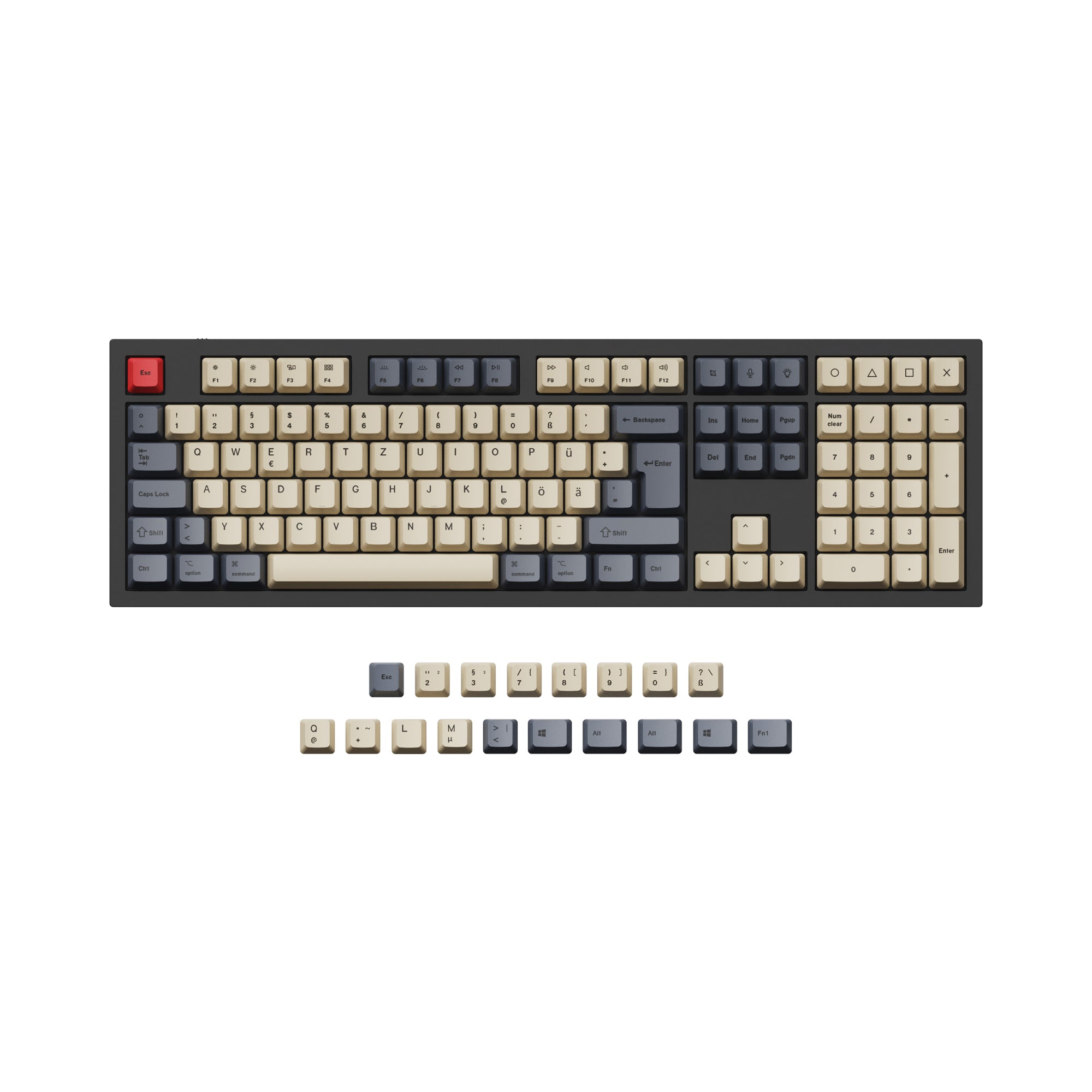 ISO & ANSI Q3 & Q4 & Q4 Pro & Q6 & Q6 Pro & V3 & V4 & V6 & K8 & K8 Pro OEM Dye-Sub PBT Keycap Set - Carbon - Image 2