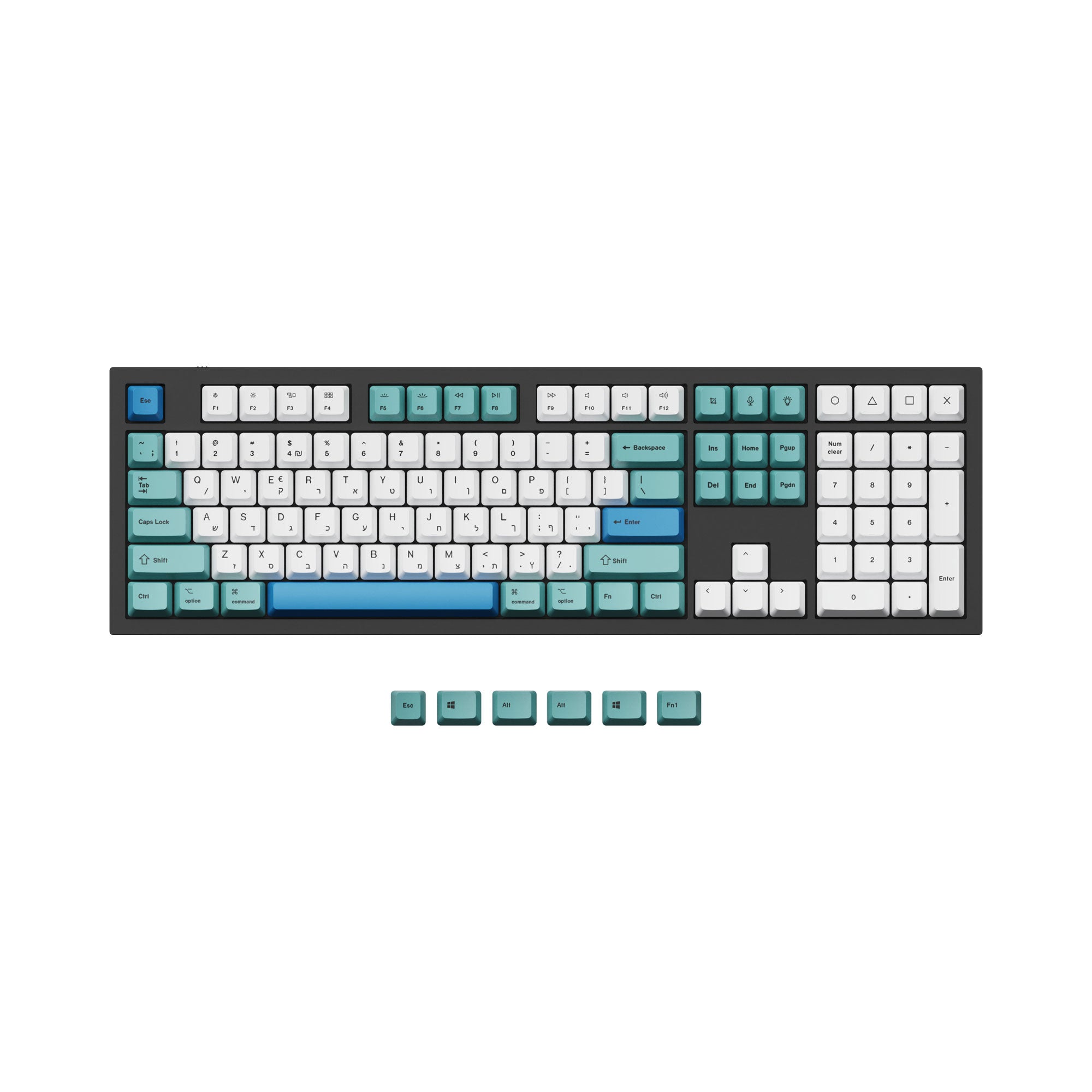 ISO & ANSI Q3 & Q4 & Q4 Pro & Q6 & Q6 Pro & V3 & V4 & V6 & K8 & K8 Pro OEM Dye-Sub PBT Keycap Set - Iceberg - Image 12