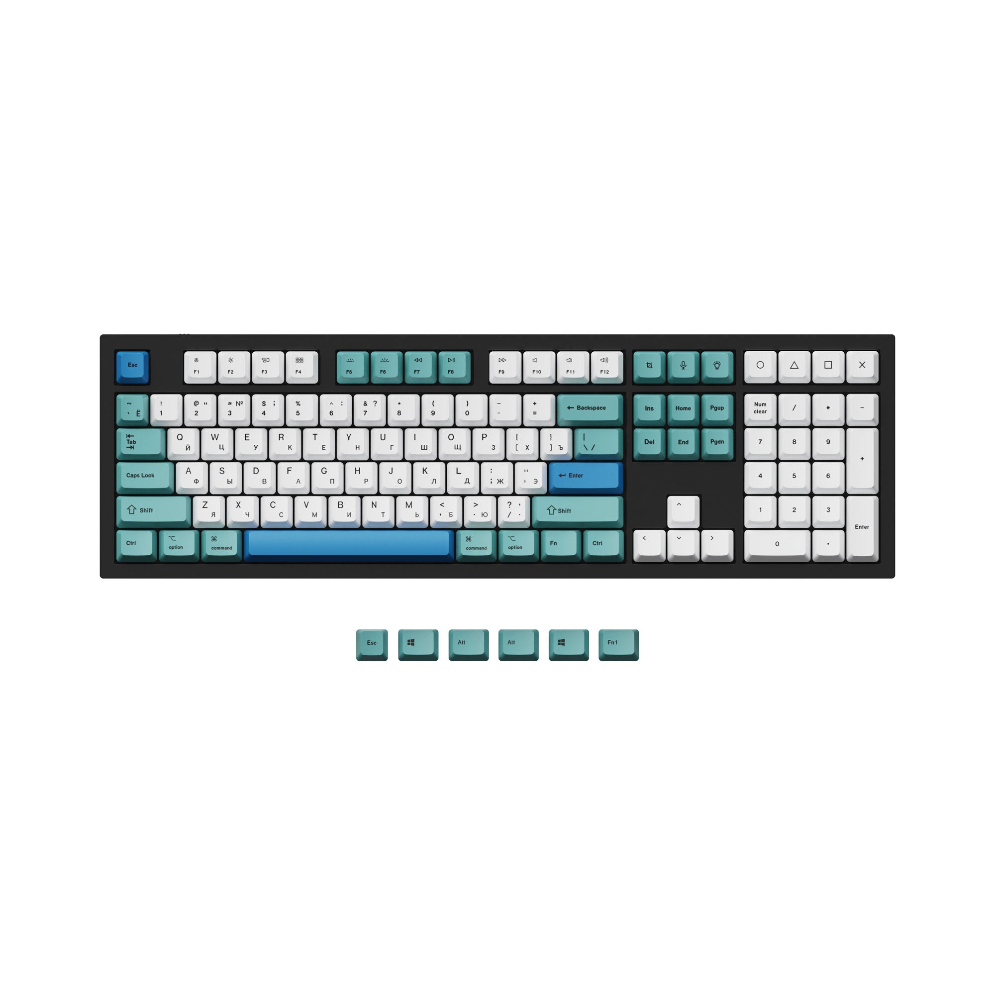 ISO & ANSI Q3 & Q4 & Q4 Pro & Q6 & Q6 Pro & V3 & V4 & V6 & K8 & K8 Pro OEM Dye-Sub PBT Keycap Set - Iceberg - Image 10