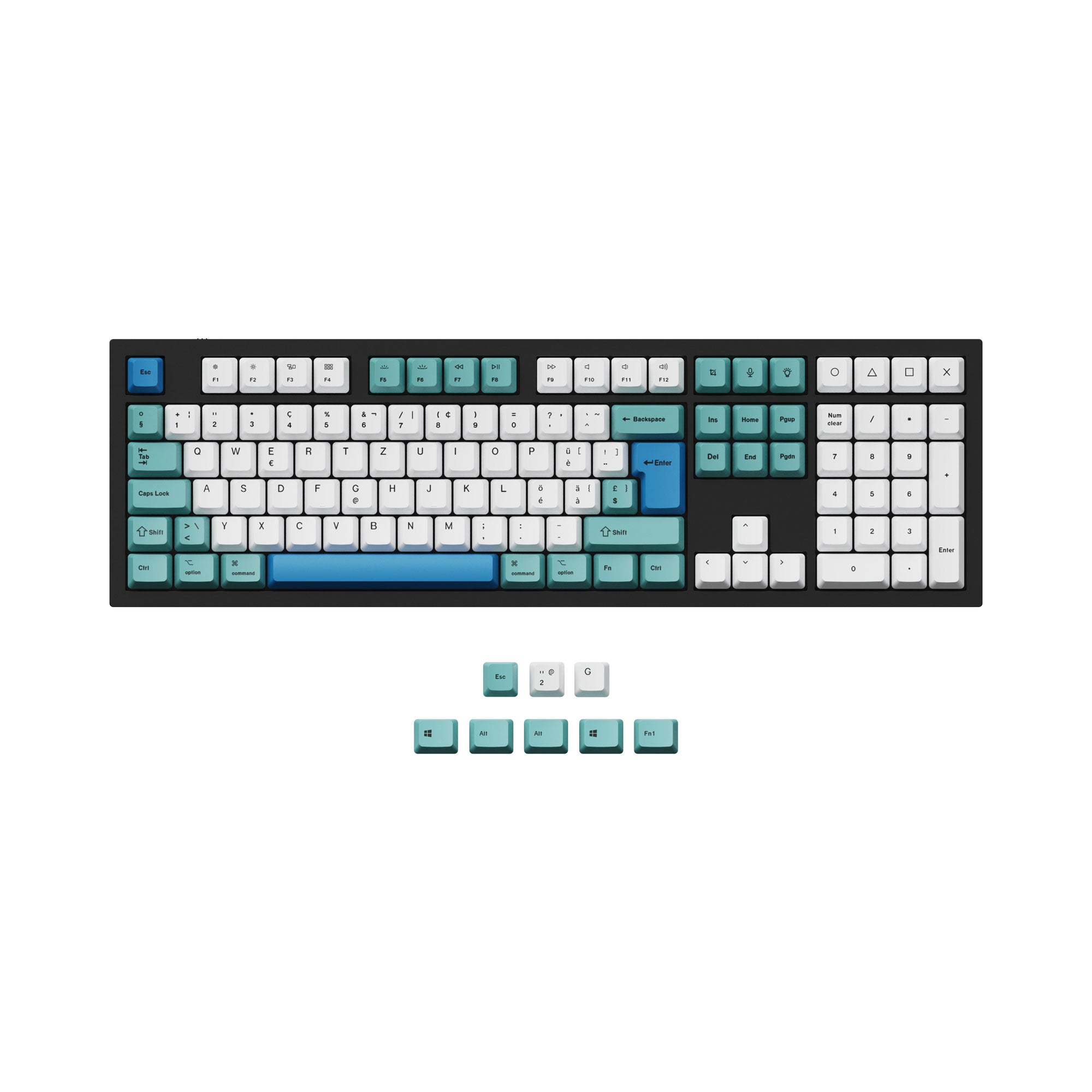 ISO & ANSI Q3 & Q4 & Q4 Pro & Q6 & Q6 Pro & V3 & V4 & V6 & K8 & K8 Pro OEM Dye-Sub PBT Keycap Set - Iceberg - Image 5