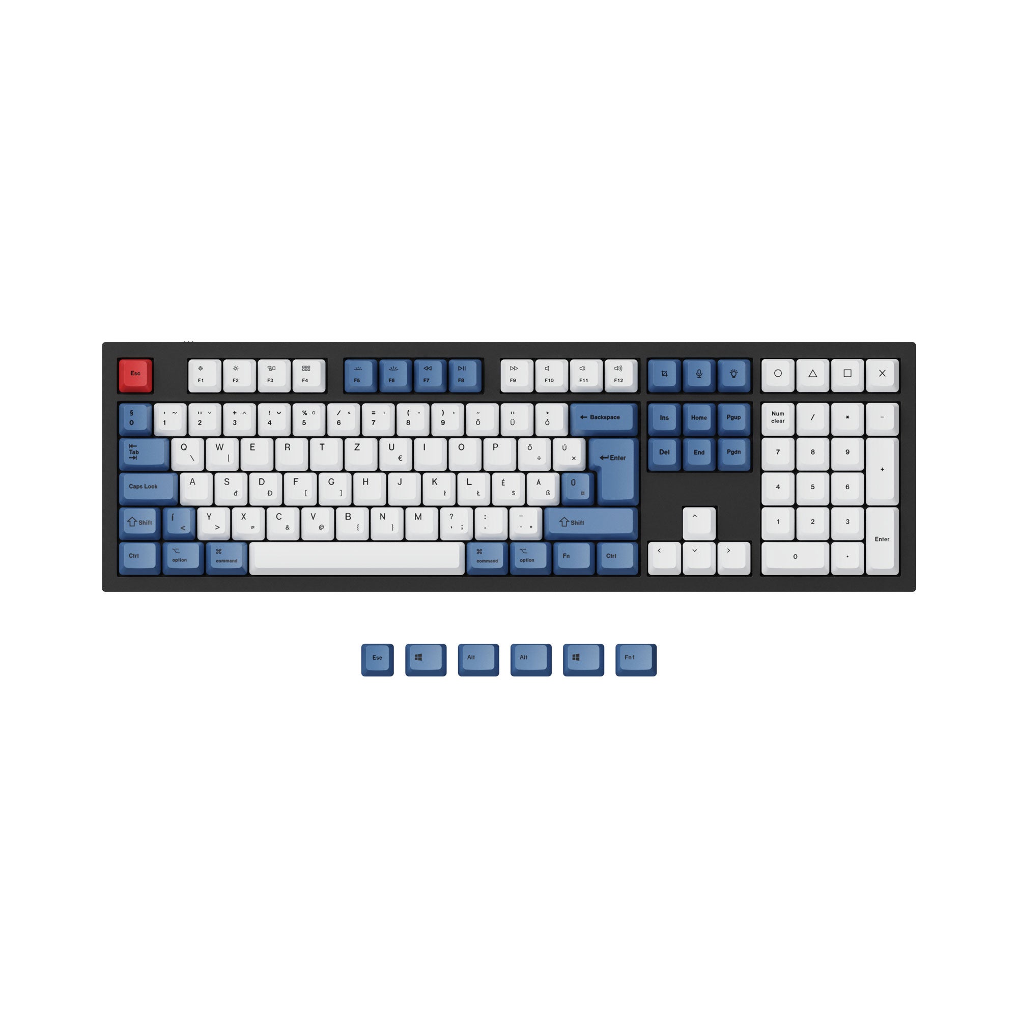 ISO & ANSI Q3 & Q4 & Q4 Pro & Q6 & Q6 Pro & V3 & V4 & V6 & K8 & K8 Pro OEM Dye-Sub PBT Keycap Set - Blue - Image 9