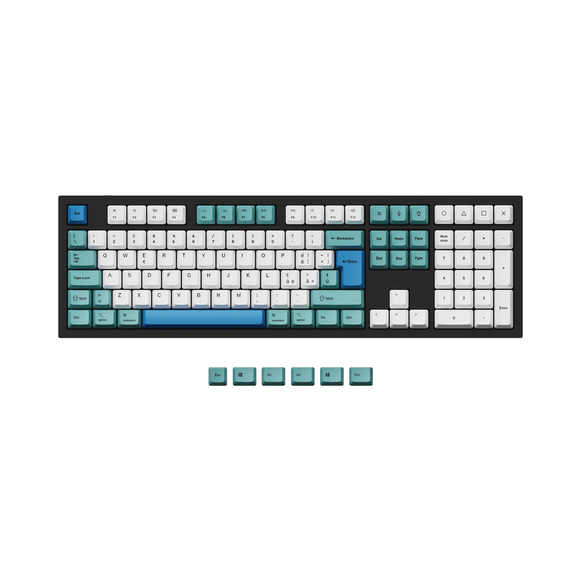 ISO & ANSI Q3 & Q4 & Q4 Pro & Q6 & Q6 Pro & V3 & V4 & V6 & K8 & K8 Pro OEM Dye-Sub PBT Keycap Set - Iceberg - Image 8