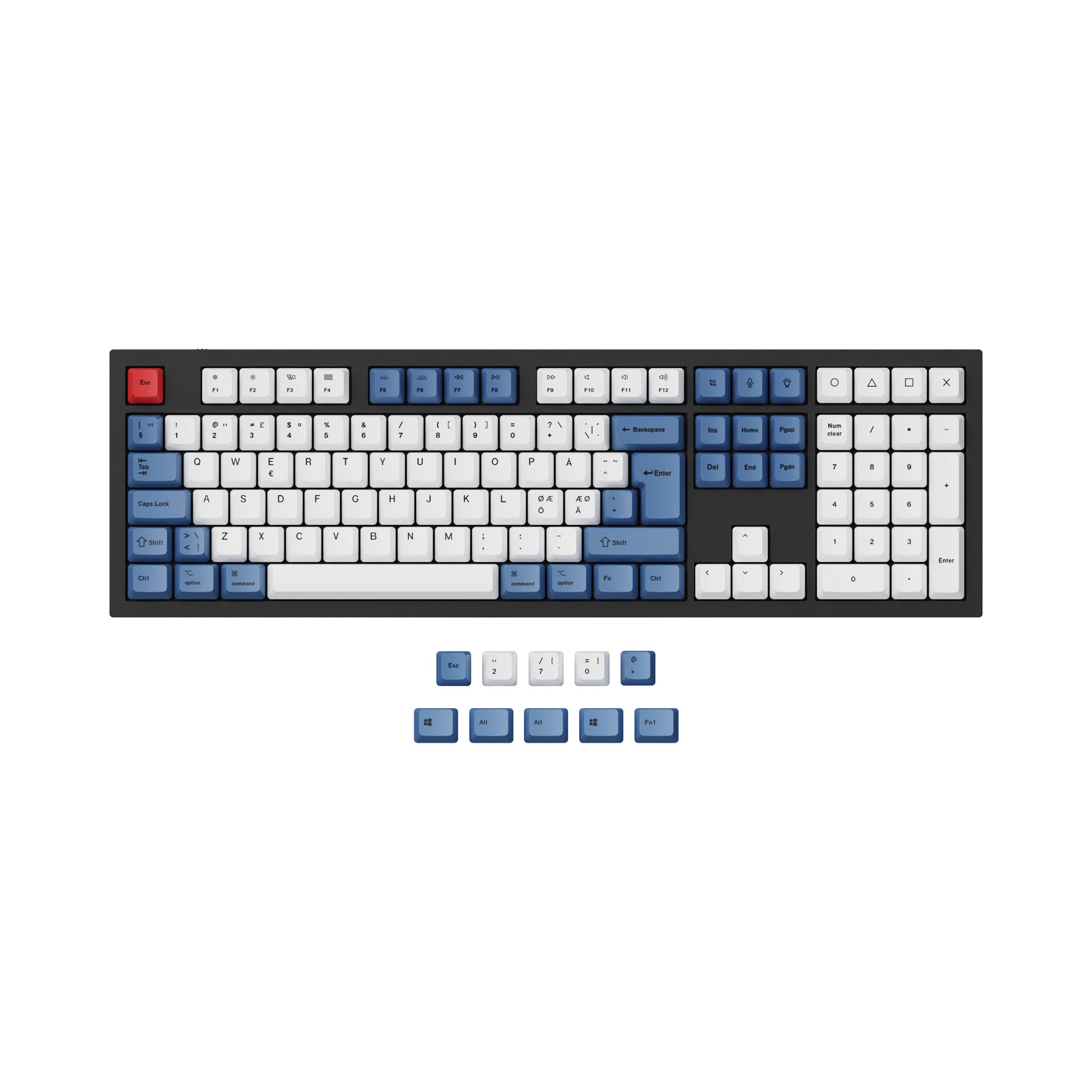 ISO & ANSI Q3 & Q4 & Q4 Pro & Q6 & Q6 Pro & V3 & V4 & V6 & K8 & K8 Pro OEM Dye-Sub PBT Keycap Set - Blue - Image 3