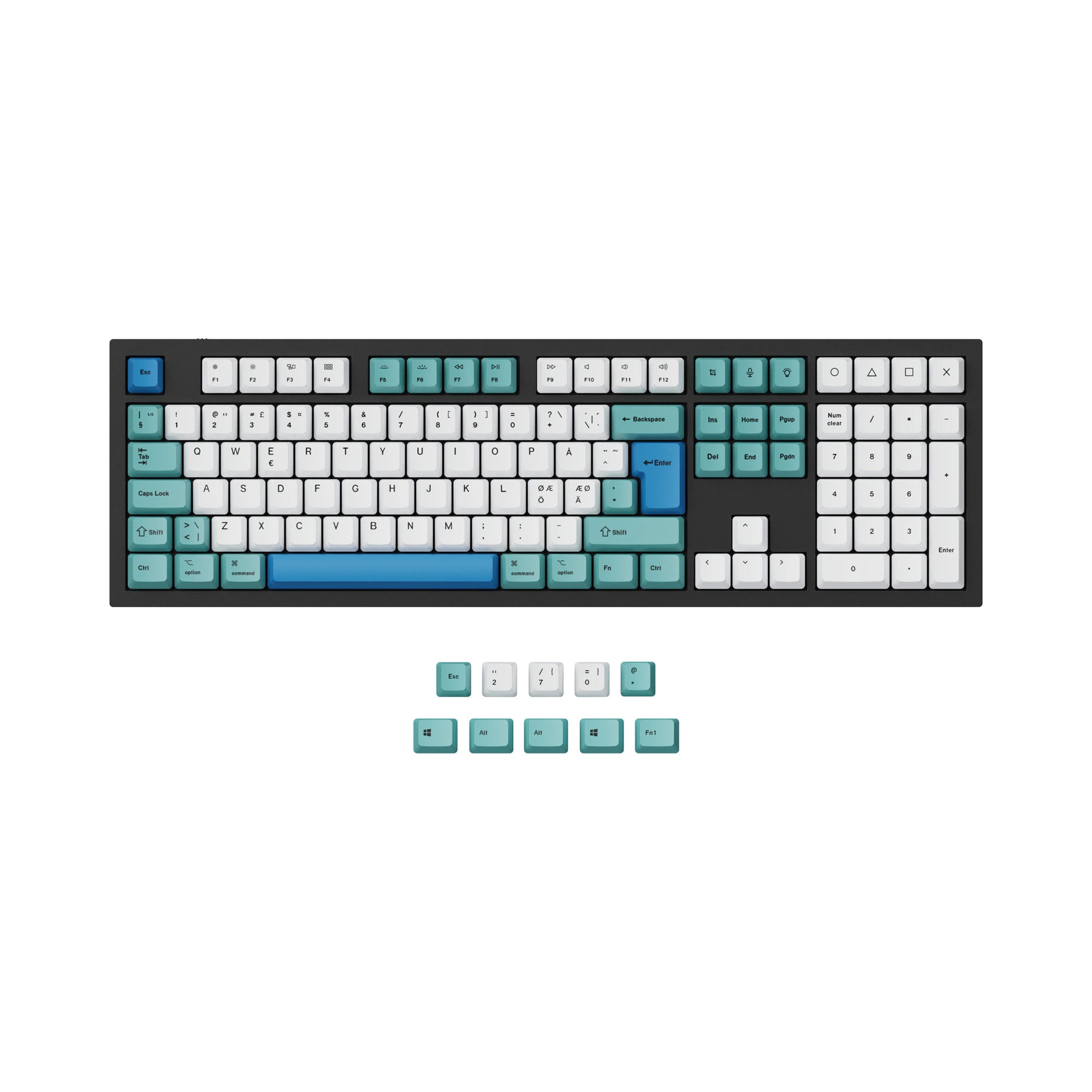 ISO & ANSI Q3 & Q4 & Q4 Pro & Q6 & Q6 Pro & V3 & V4 & V6 & K8 & K8 Pro OEM Dye-Sub PBT Keycap Set - Iceberg - Image 3