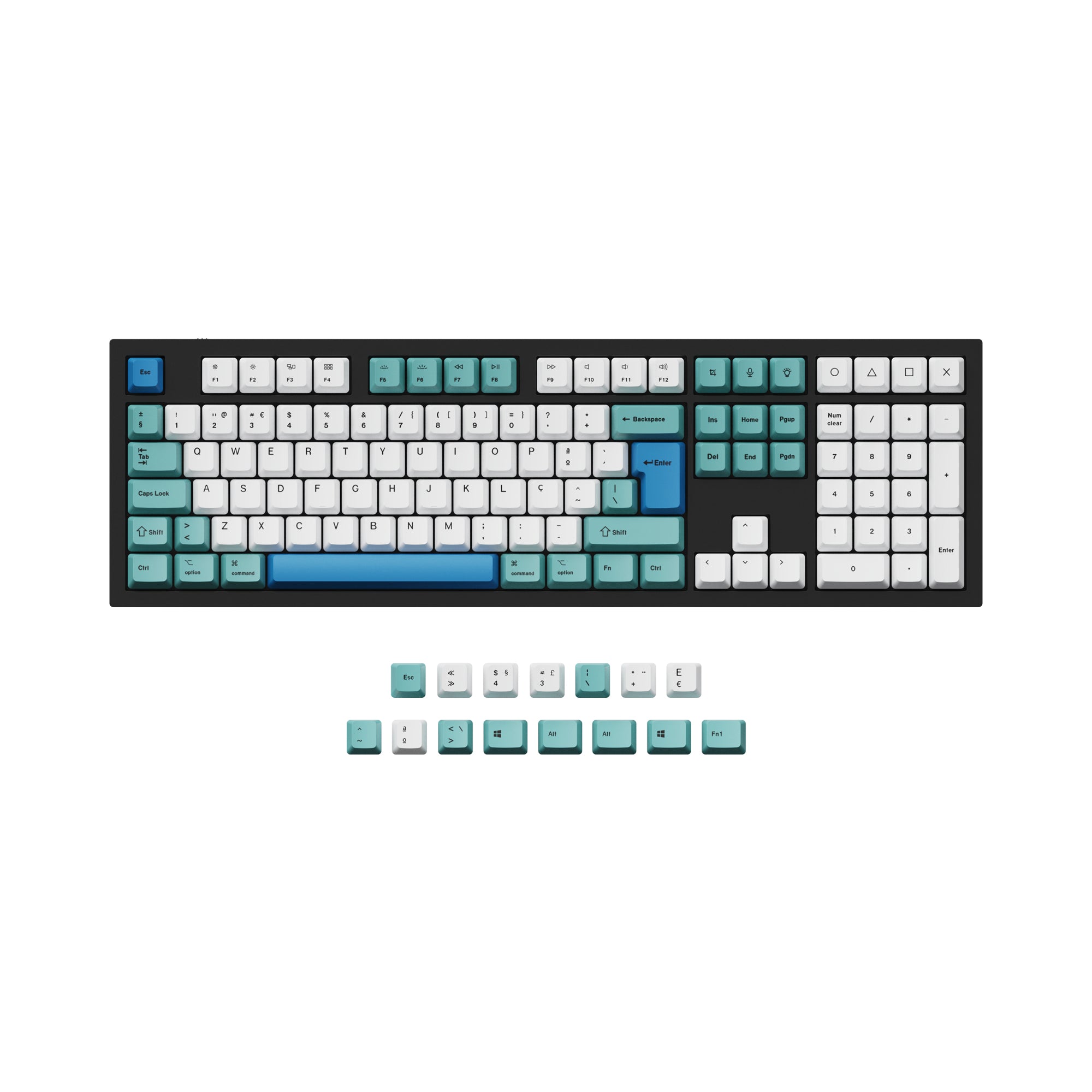 ISO & ANSI Q3 & Q4 & Q4 Pro & Q6 & Q6 Pro & V3 & V4 & V6 & K8 & K8 Pro OEM Dye-Sub PBT Keycap Set - Iceberg - Image 7