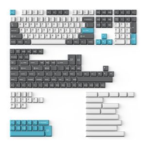 Cherry Profile Double - Shot PBT Full Set Keycaps - Grey. White. and Blue