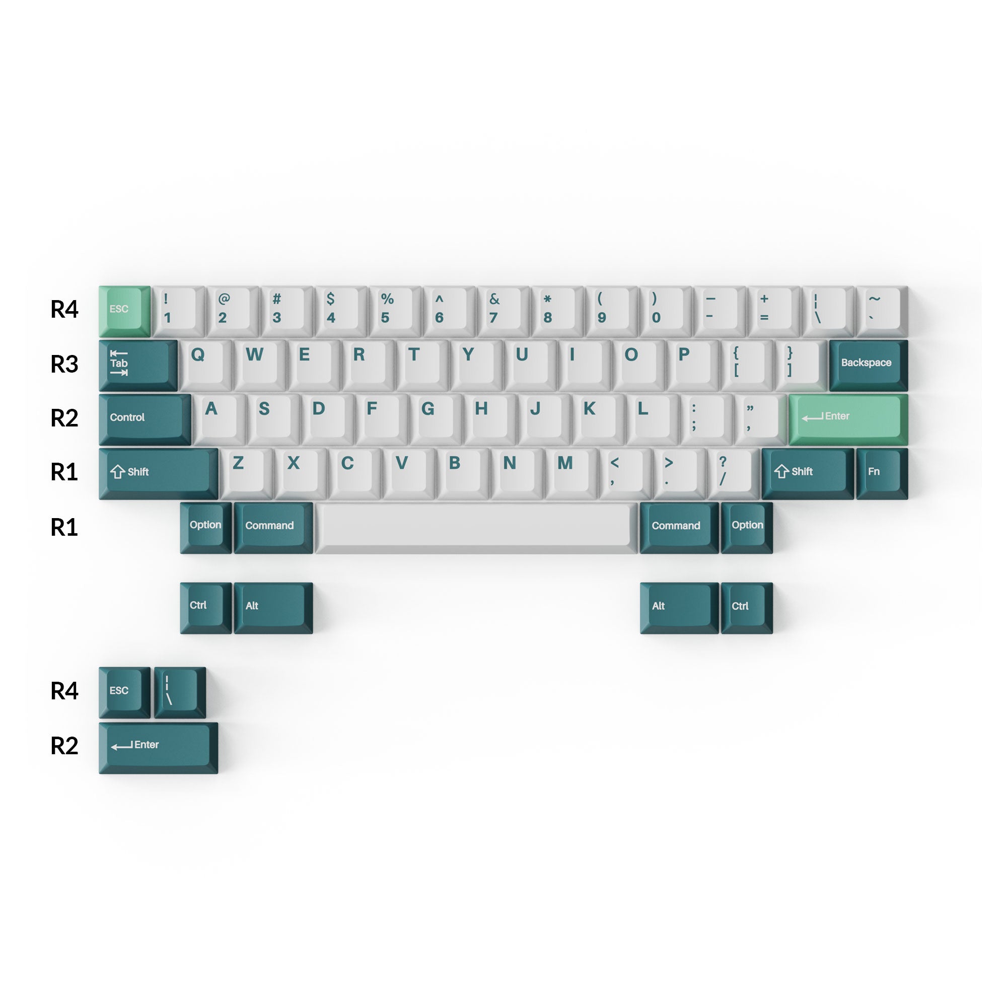 Cherry Profile Double - Shot PBT Full Set Keycaps - White Mint - Image 3