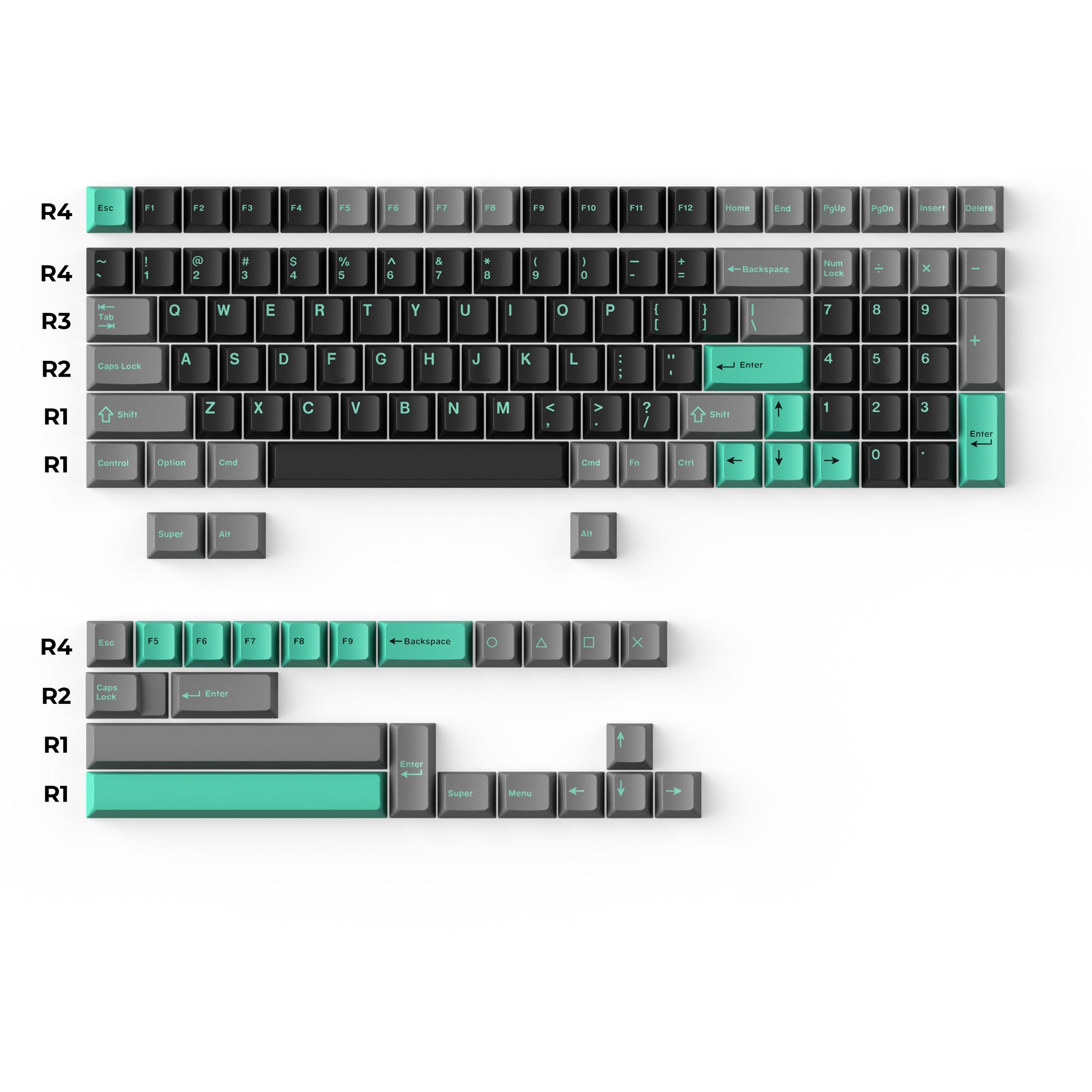 Cherry Profile Double - Shot PBT Full Set Keycaps - Hacker Mint - Image 2